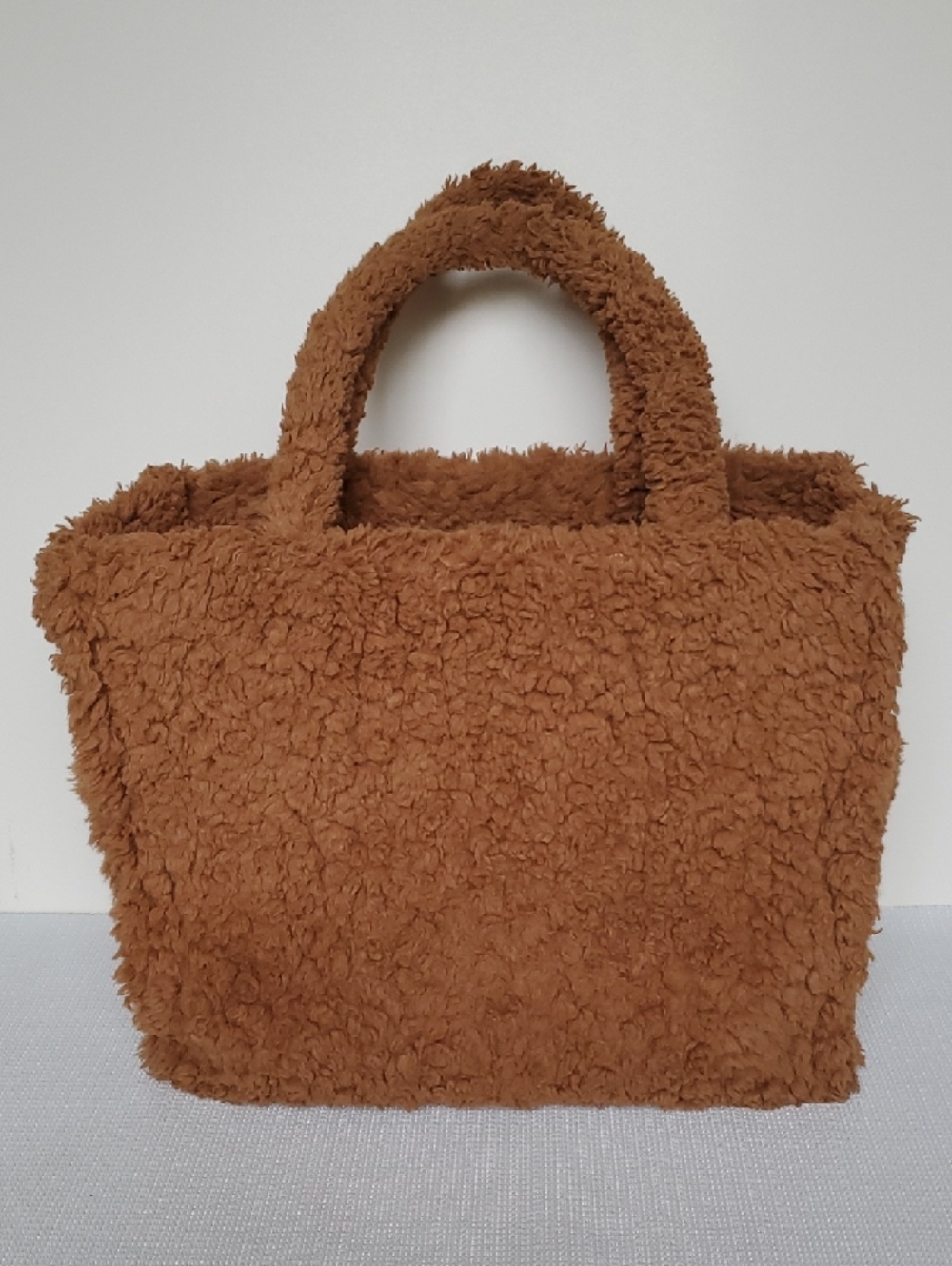 A New Day Cozy Faux-Sherpa Tote Bag in Camel
